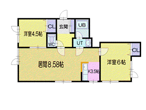 ポラリス(2LDK/1階)の間取り写真