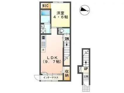 CASA.QUATTRO(1LDK/2階)の間取り写真