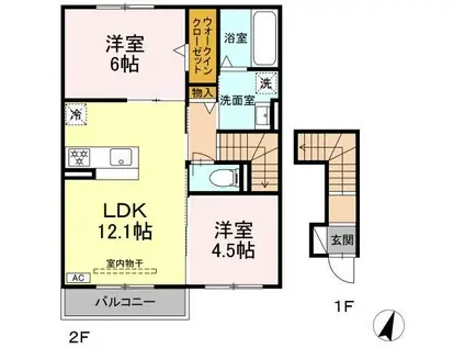 シャトーアサヒVII(2LDK/2階)の間取り写真