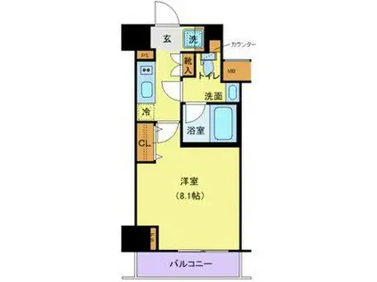 ジェノヴィア新宿中落合スカイガーデン(1K/7階)の間取り写真