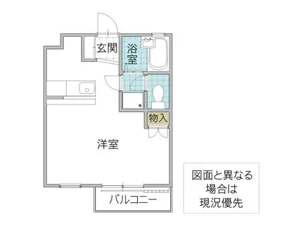 ストロベリーフィールズ C棟(ワンルーム/1階)の間取り写真