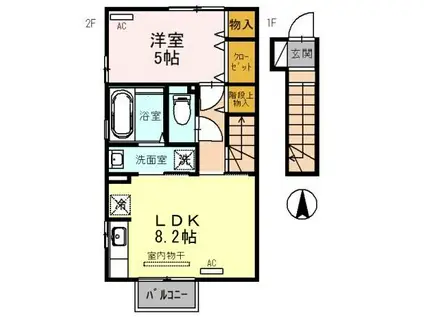 アネシス(1LDK/2階)の間取り写真