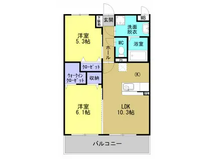 エンジェル(2LDK/3階)の間取り写真