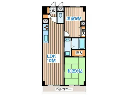 コンアモールI(2LDK/4階)の間取り写真