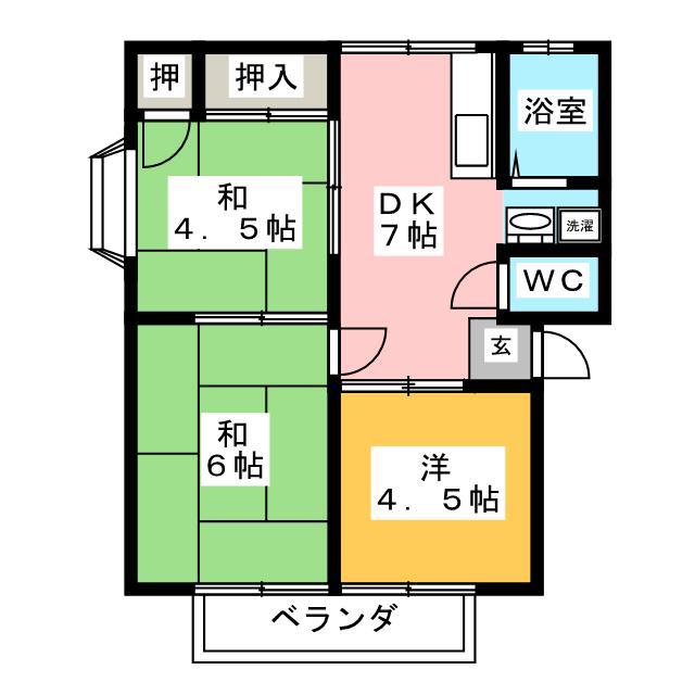 パナハイツ(3DK/1階)の間取り写真