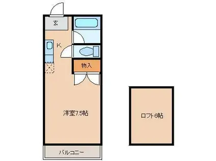 コーポHARA伍番館(ワンルーム/1階)の間取り写真