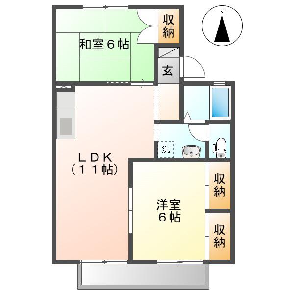パークハウス三宅(2LDK/2階)の間取り写真