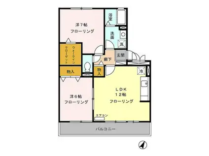 賀茂川ガーデンプレイスA(2LDK/3階)の間取り写真