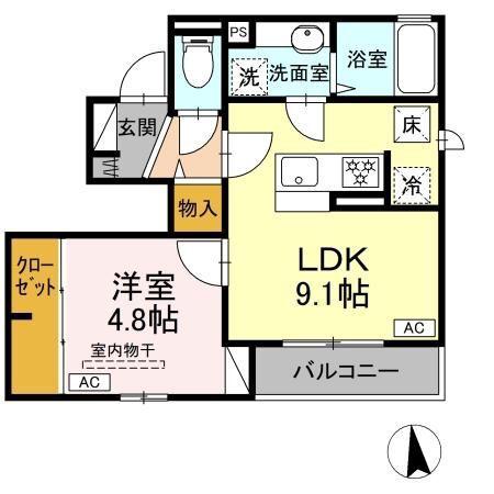 ジラソーレ(1LDK/1階)の間取り写真