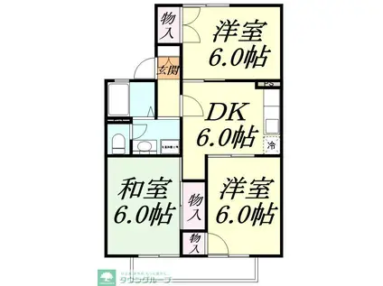 センチュリーハイツ(3DK/1階)の間取り写真