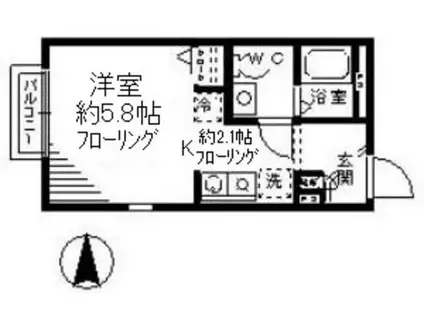 ベルファミーユ(1K/1階)の間取り写真