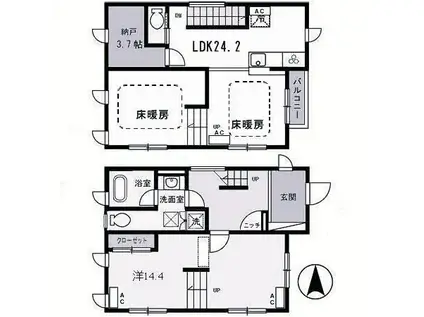 西宮サニーヒルズ(2LDK/1階)の間取り写真