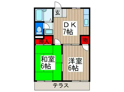 メゾン丸山1号棟(2DK/1階)の間取り写真