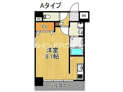 パークテラス花谷(1K/4階)の間取り写真