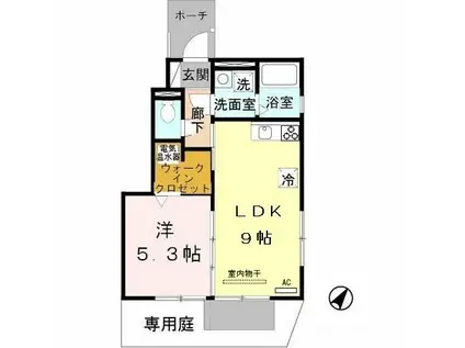 セジュール名谷II(1LDK/1階)の間取り写真