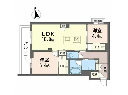 リバーサイドクレド(2LDK/3階)の間取り写真