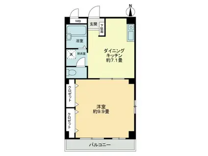 フィネス秋桜(1DK/3階)の間取り写真