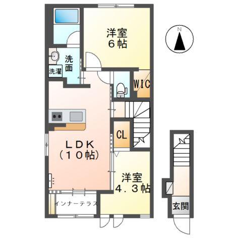 ヒラソール(2LDK/2階)の間取り写真
