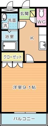 シェレン・バウム・F(1K/2階)の間取り写真