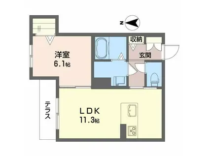 シャーメゾン山吹(1LDK/1階)の間取り写真