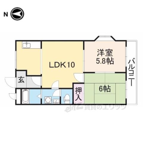 エスポワール神宮(2LDK/1階)の間取り写真