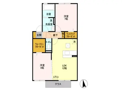 ドルトン(2LDK/1階)の間取り写真