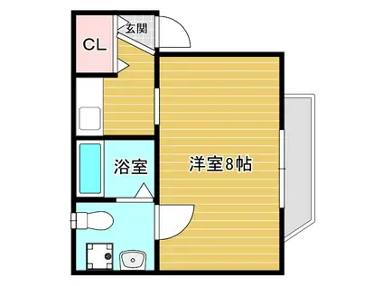 メゾンドソレイユ滝谷(1K/1階)の間取り写真