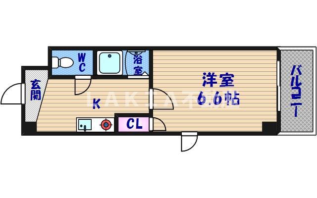 ベルフレージュ南堀江(1K/6階)の間取り写真
