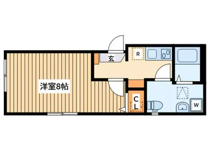 ベルヴィ鶴間(1K/1階)の間取り写真