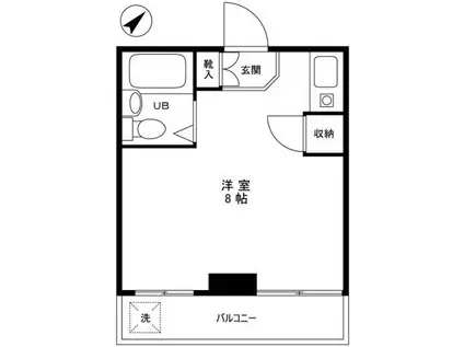 ルームふじ(ワンルーム/3階)の間取り写真