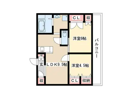 八事石坂ビル(2LDK/5階)の間取り写真