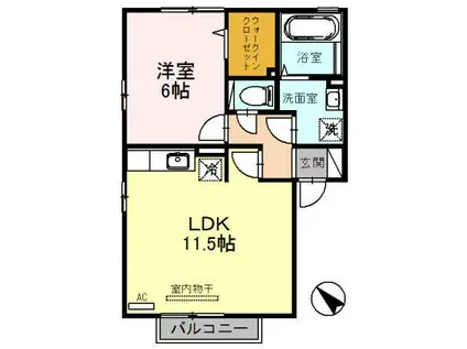 プラシード(1LDK/2階)の間取り写真