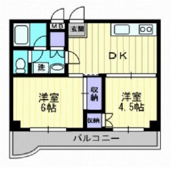 グランツ西古松II(2DK/5階)の間取り写真