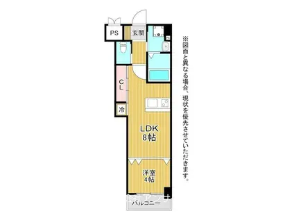 スマート到津(1LDK/8階)の間取り写真