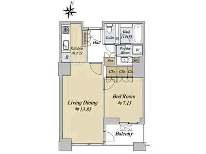 グランフロント大阪オーナーズタワー(1LDK/20階)の間取り写真