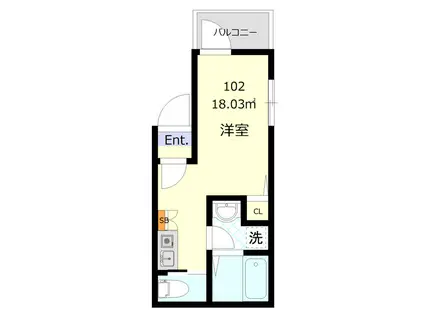 MELDIA八広III(ワンルーム/1階)の間取り写真