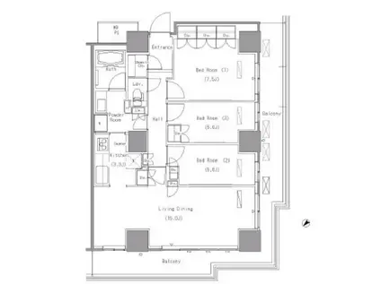 PARK AXIS 豊洲(3LDK/20階)の間取り写真