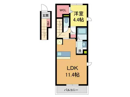 アクシアサニーコート北棟(1LDK/2階)の間取り写真
