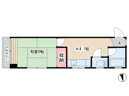 中延マンション(1K/2階)の間取り写真