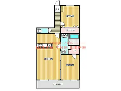 アインス鳥飼(2LDK/3階)の間取り写真