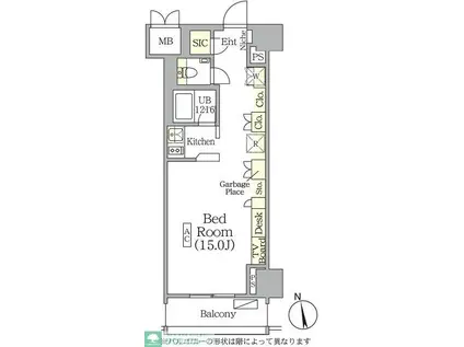 ザ・パークハビオ神楽坂レジデンスサウス(ワンルーム/7階)の間取り写真