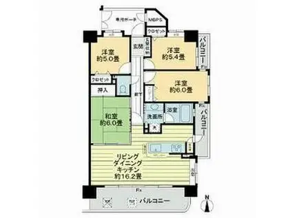 ライオンズマンション岐阜シティ(4LDK/6階)の間取り写真