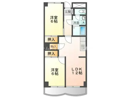 ユトリロ下地3(2LDK/6階)の間取り写真