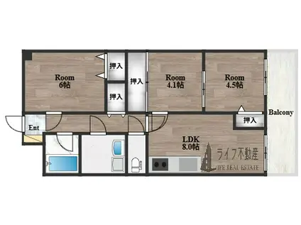 友井グレイス(3LDK/8階)の間取り写真