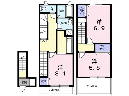 メゾン・シャルマンC(2DK/2階)の間取り写真