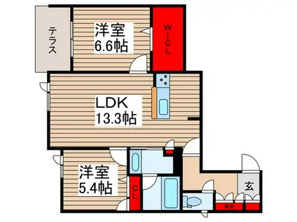 セルディーナ天神(2LDK/1階)の間取り写真