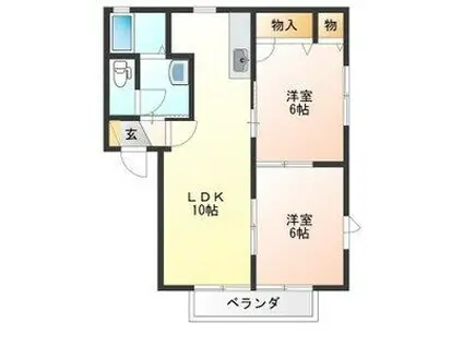 サンハイツ紫陽花館(2LDK/1階)の間取り写真