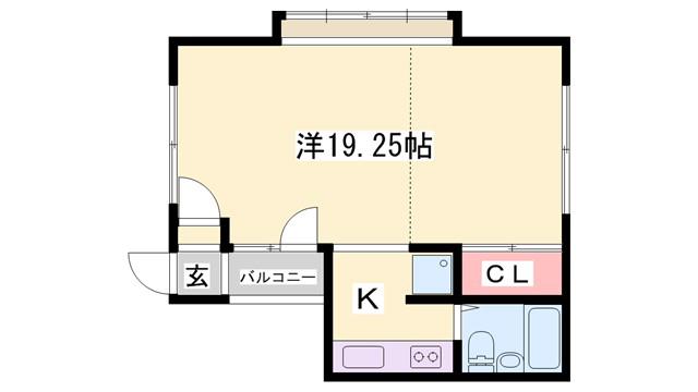 大昌ハイツ(1K/2階)の間取り写真