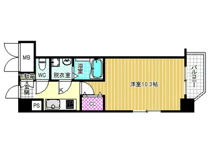 エスリード福島第5(1K/3階)の間取り写真