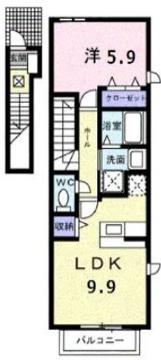 プロムナード夢街(1LDK/2階)の間取り写真